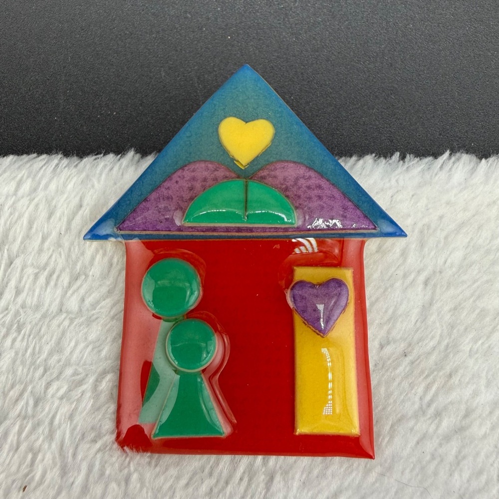 Vintage Kin Pin Brooch Multicolor Resin House Heart Better Homes Foundation